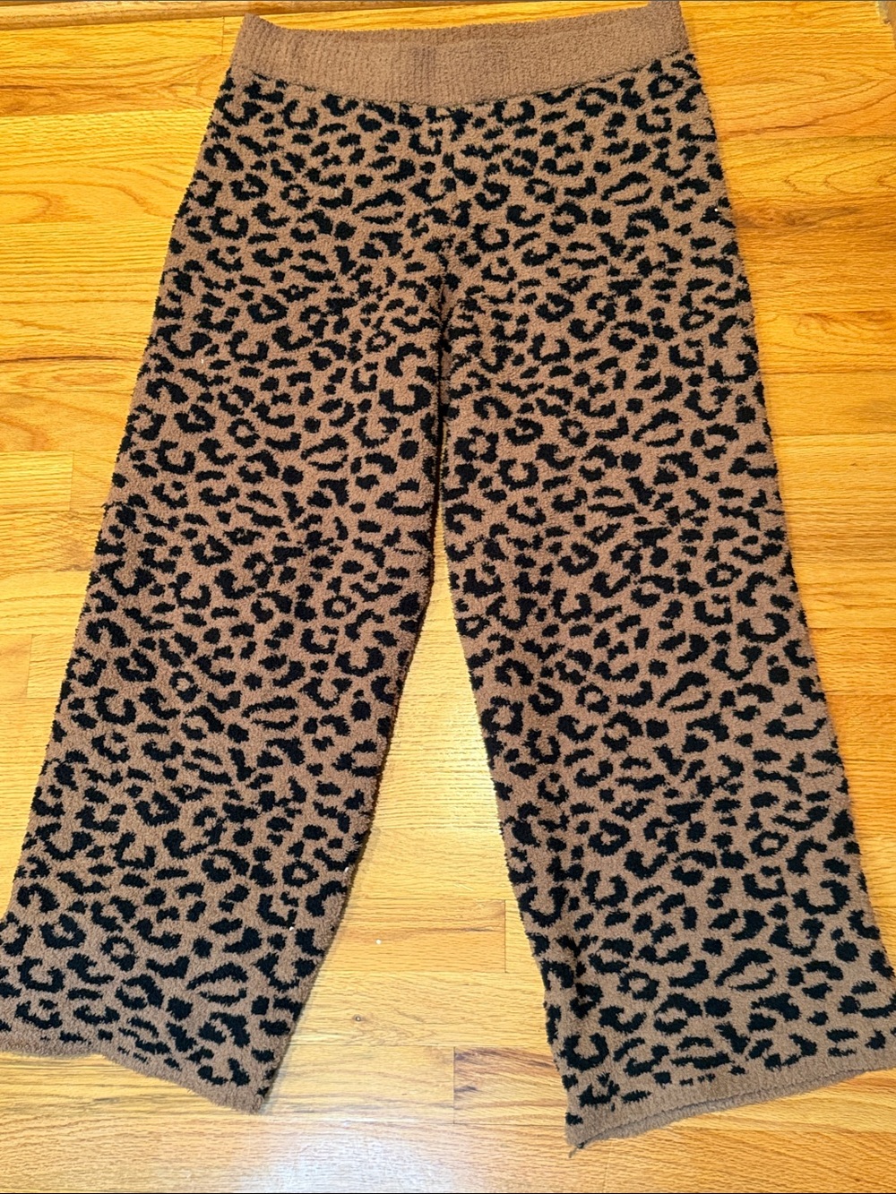 Women's Large Cupcakes & Cashmere Plush Cozy Leopard Brown Lounge Pajama Pants